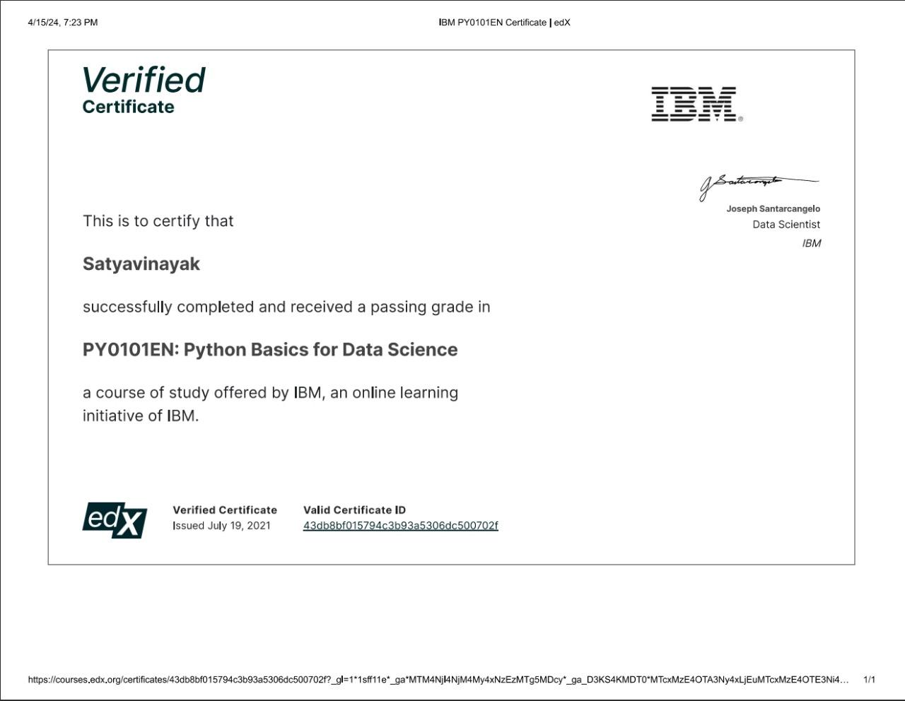 Certificate